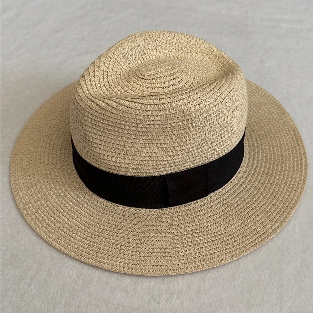 {NWT} American Hat Makers | Afternoon Fedora Handmade Straw Hat Cream/Black (MD) - Picture 15 of 16